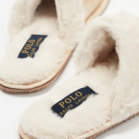 Polo Ralph Laurens Summit Scuff II Slippers in Gold Metallic w/ Cream - Picture 14 of 14